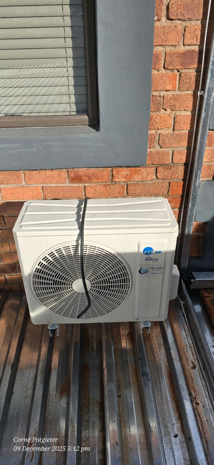 Split unit air conditioner installed